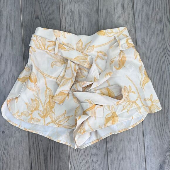 Thieves Like Us Women Size M Pullon Yellow High Rise Floral Paper Bag Short Boho - Picture 1 of 10